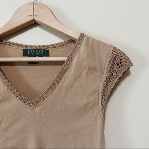 Vintage | Lace Cap Sleeve Ribbed Tank Tee